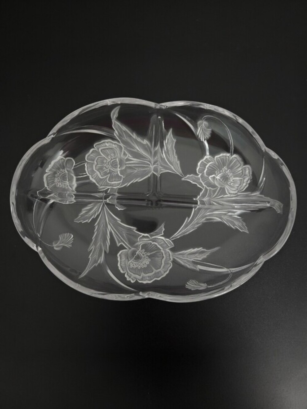 Mikasa Floral Savoir Vivre California Poppies Oval Divided Glass Dish